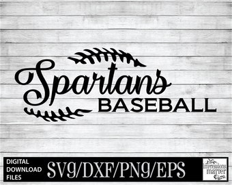 Spartans Baseball - Digital Art File - SVG and DXF File for Cricut & Silhouette - Spartan Baseball Logo Mascot Team Digital Download