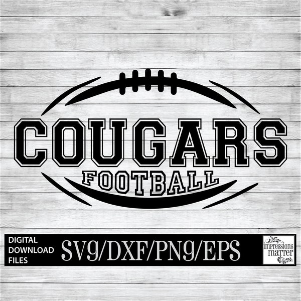 Cougars Football - Digital Art File - SVG and DXF File for Cricut & Silhouette - Cougar Football Logo Mascot Team Digital Download