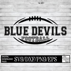 Blue Devils Football - fichier art numérique - fichier SVG et DXF pour Cricut & Silhouette - Blue Devil Football Logo mascotte équipe téléchargement numérique