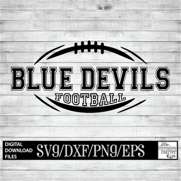 Blue Devils Football - Digital Art File - SVG and DXF File for Cricut & Silhouette - Blue Devil Football Logo Mascot Team Digital Download