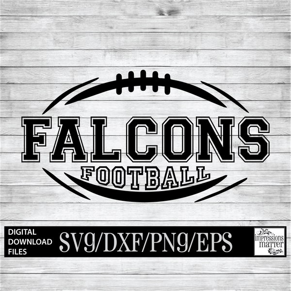 Falcons Football - Digital Art File - SVG and DXF File for Cricut & Silhouette - Falcon Football Logo Mascot Team Digital Download