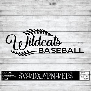 Wildcats Baseball - Digital Art File - SVG and DXF File for Cricut & Silhouette - Wildcat Baseball Logo Mascot Team Digital Download