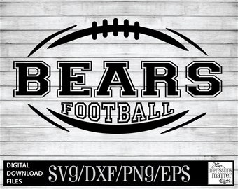 Bears Football Logo SVG DXF: Mascot Team Digital Art (Digital Download)
