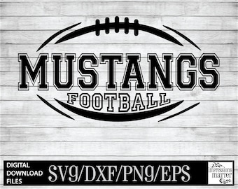 Mustangs Football - Digital Art File - SVG and DXF File for Cricut & Silhouette - Mustang Football Logo Mascot Team Digital Download