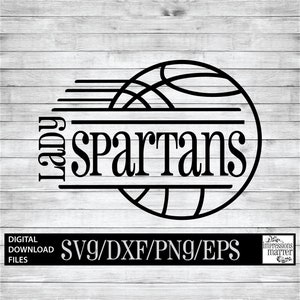 レディ スパルタンズ バスケットボール - デジタル アート ファイル - Cricut および Silhouette 用 SVG および DXF ファイル - スパルタン ロゴ マスコット チーム デジタル ダウンロード