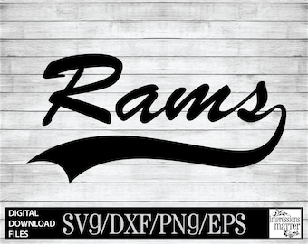 Rams Script SVG DXF: Sports Team Logo (Digital Download)