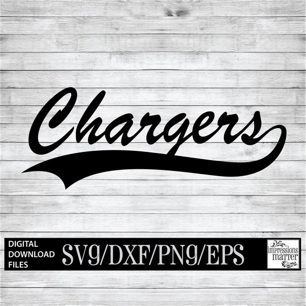 Chargers Script - Digital Art File - SVG and DXF File for Cricut & Silhouette - Charger Sports Logo Mascot Team Digital Download