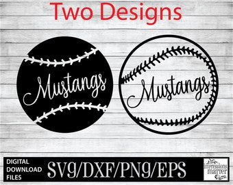 Mustangs Béisbol Softbol SVG DXF: Logotipo de la mascota del equipo (Descarga digital)