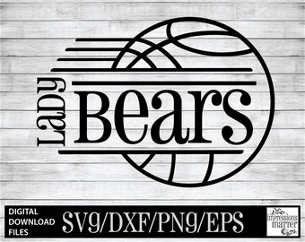 Lady Bears Basketball - Digital Art File - SVG and DXF File for Cricut & Silhouette - Bear Basketball Logo Mascot Team Digital Download