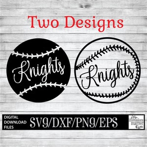 Knights Baseball and Softball - Digital Art File - SVG and DXF File for Cricut & Silhouette - Knight Logo Mascot Team Digital Download