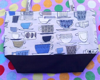 Tea Cup / Stars Print Beach Bag / Shopper Bag / Gym Bag / Everyday Bag