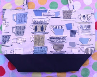 Tea Cup / Cars Print Beach Bag / Shopper Bag / Gym Bag / Everyday Bag