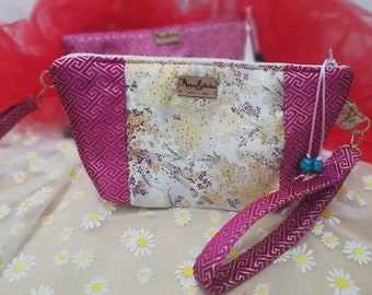 Handtasche, Handtasche, Stoff-Partytasche, Satinstoff-Clutch, rosa Party-Clutch, Partytasche, Clutch mit Handgelenkgriff