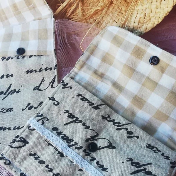 Funda de gafas, estuche, bolsito, monedero, funda móvil, neceser, bolsito íntimo, funda pañuelos, bolso de mano, monedero con letras  tela