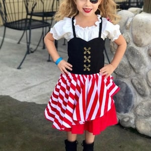 Pirate dress, Pirate, girls Pirate dress. Pirate costume, red stripe pirate dress. Renaissance dress. Girl pirate costume. Pirate night