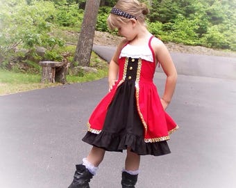 Pirate dress , Captain Hook dress ,girls pirate dress, girls pirate costume pirate costume