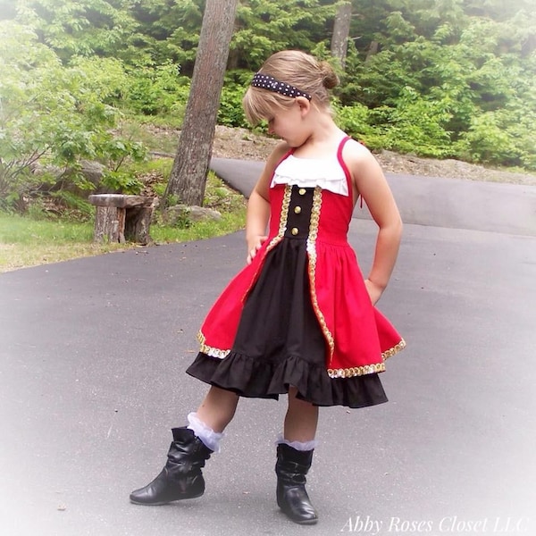 Pirate dress , Captain Hook dress ,girls pirate dress, girls pirate costume pirate costume