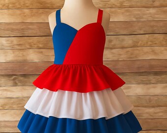 Red White Blue Floral Maxi Dress - 4th of July Patriotic Outfit - Etsy