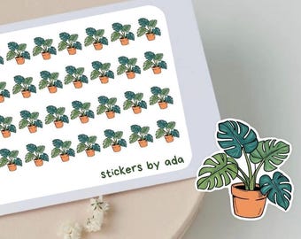 Mini Monstera Plant Stickers: Planner, Journal, Scrapbook