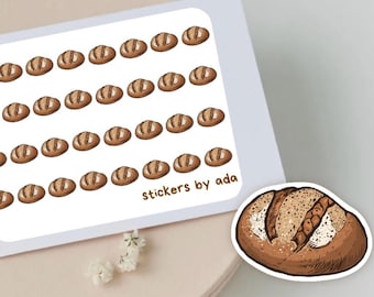 Mini sourdough bread stickers to use in a daily planner, bullet journal, calendar or agenda
