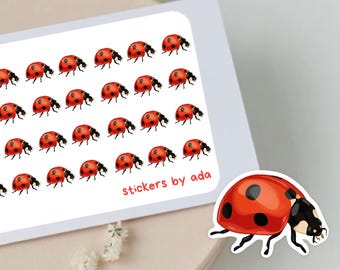 Mini ladybug stickers to use in a daily planner, bullet journal, calendar or agenda