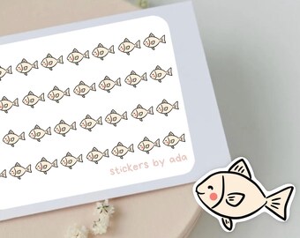 Mini fiskklistermärken att använda i en daglig planerare, bullet journal, kalender eller agenda.