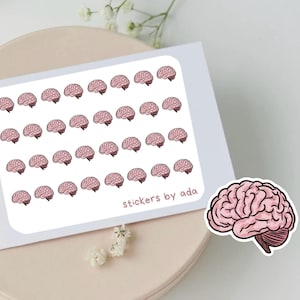 Mini pegatinas de cerebros para usar en un planificador diario, bullet journal, calendario o agenda.