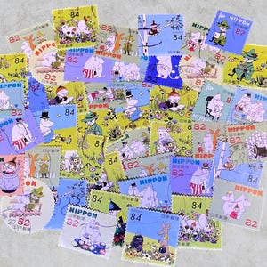Moomin Japan Used Postage Stamps – Cute Character Lot – No Duplicates