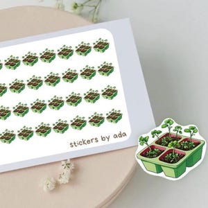 Mini seedlings stickers to use in a daily planner, bullet journal, calendar or agenda