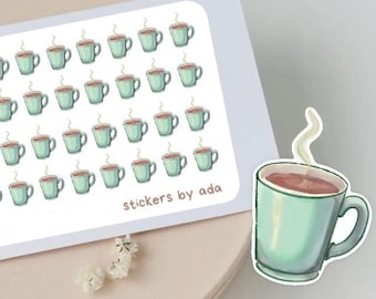 Mini pegatinas para tazas de café para usar en un planificador diario, bullet journal, calendario o agenda.