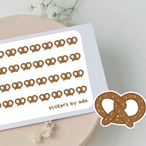 Mini adesivi pretzel da utilizzare in un planner giornaliero, un bullet journal, un calendario o un'agenda