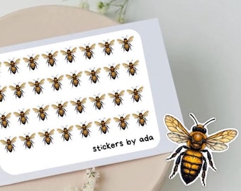 Mini bee stickers to use in a daily planner, bullet journal, calendar or agenda