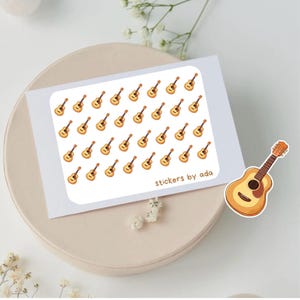 Mini-gitaarstickers voor in een dagelijkse planner, bullet journal, kalender of agenda