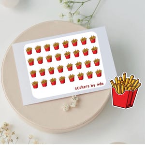 Mini autocollants pour frites à utiliser dans un agenda, un bullet journal, un calendrier ou un agenda