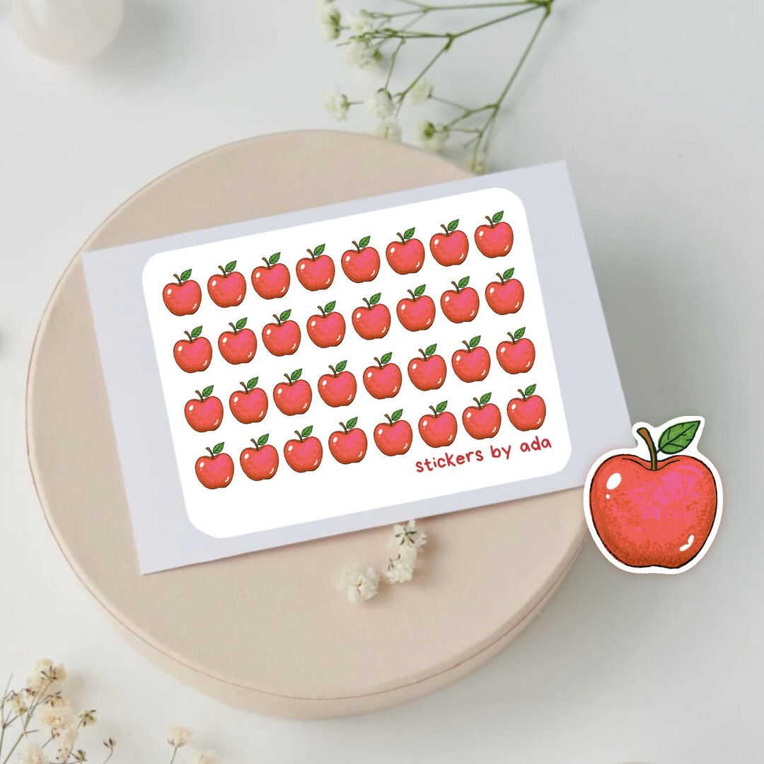 Mini Apple Stickers: Planner, Journal, Vegan Food, Diet, Fruit - Etsy