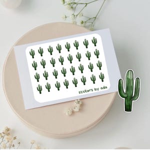 Mini pegatinas de cactus para usar en una agenda diaria, bullet journal, calendario o agenda