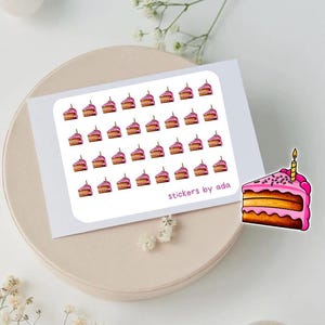 Mini autocollants en tranches de gâteau à utiliser dans un agenda, un bullet journal, un calendrier ou un agenda. Identifiez les anniversaires, les journées spéciales et d'autres événements.