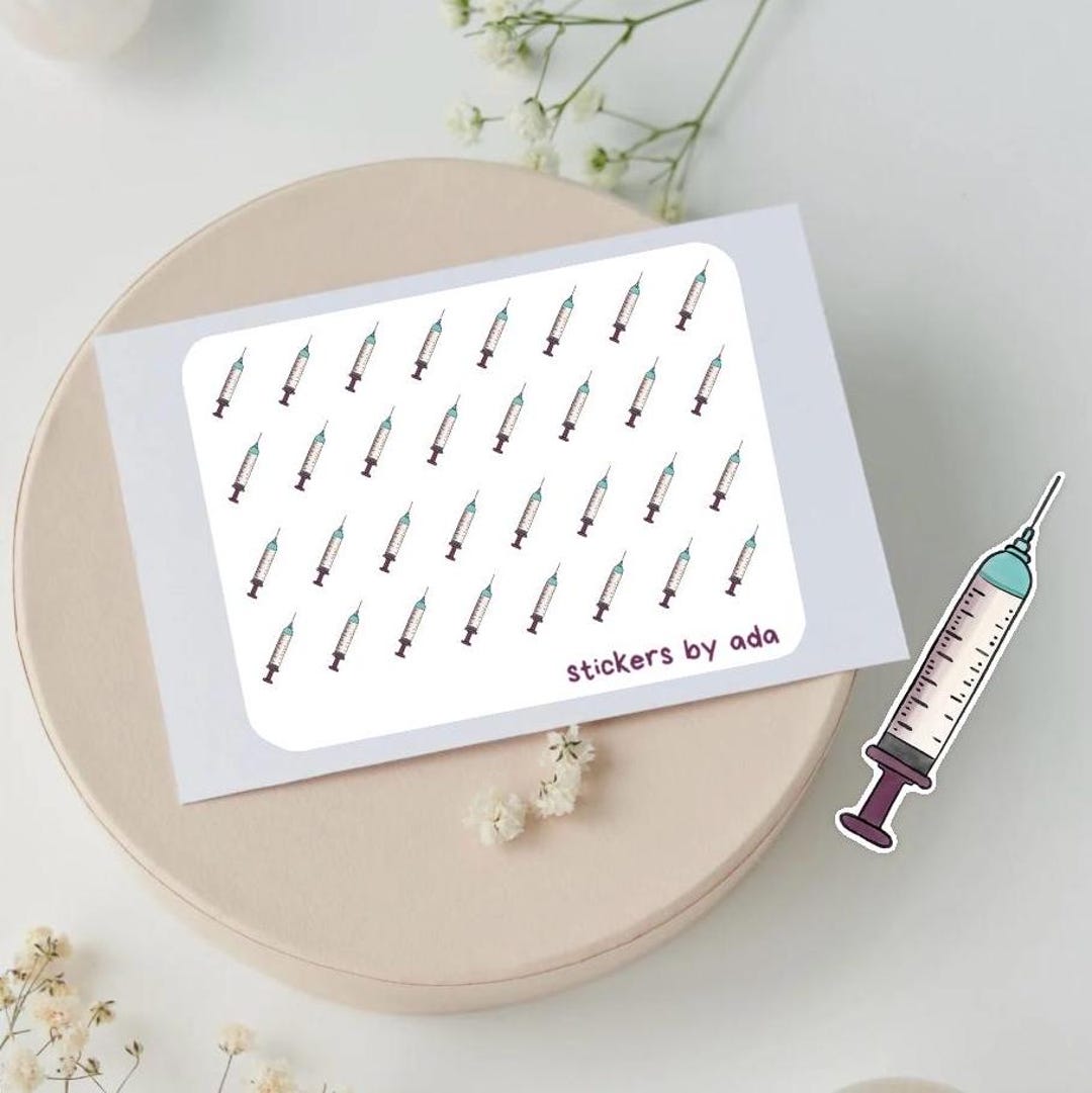 Syring Sticker Mini Syringe Stickers to Use in a Daily Planner, Bullet Journal ...