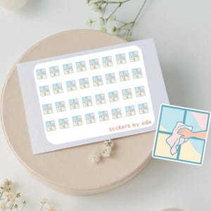 Mini-raamstickers om te gebruiken in een dagelijkse planner, bullet journal, kalender of agenda. Markeer de schoonmaakdagen, het huishouden en maak schoon