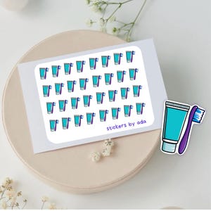Mini autocollants pour dentifrice et brosse à dents à utiliser dans un agenda, un bullet journal, un calendrier ou un agenda