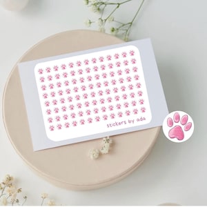 Micro Haustier Pfoten Aufkleber in der Farbe Ihrer Wahl. Runde Mini Sticker für Bullet Journals. Tierjournale, Veterinärtermine.