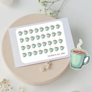 Mini Kaffeetassen Aufkleber zur Verwendung im Tagesplaner, Bullet Journal, Kalender oder in der Agenda