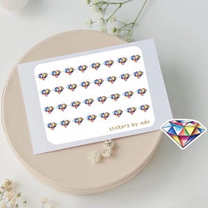 Mini adesivi a forma di diamante da usare in un planner giornaliero, bullet journal, calendario o agenda. Eventi importanti, cose costose, serate di gala, gioielli.