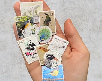 10 gebrauchte japanische Briefmarken mit Tieren - Vintage und neues JPN Porto zum Basteln & Sammeln, NIPPON