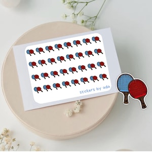 Mini Ping Pong Schläger, Fledermaus Aufkleber in der Farbe Ihrer Wahl. Sport Sticker für Bullet Journals oder Kalender. ICH