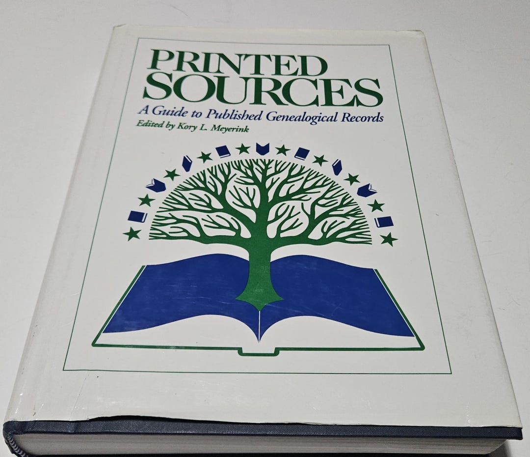 Printed Sources: Guide to Genealogical Records, 1998 First Printing - Etsy