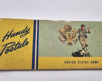 Vintage WWII US Army Handy Postals Postcard Booklet Unused Military Mail Stationery Rare
