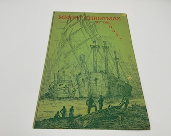 Original 1944 USS Bombard AM-151 Christmas Menu WWII Navy Minesweeper Alaska Fleet History Fred C Nelles School Printing Junior Red Cross