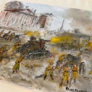 Artista del Pentagono: Bill Paxton, dipinto a olio originale Le truppe russe (Armata Rossa) prendono Berlino nel 1945