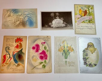 Vintage Easter Postcard Lot: Embossed Designs & Real Photo (1900s)